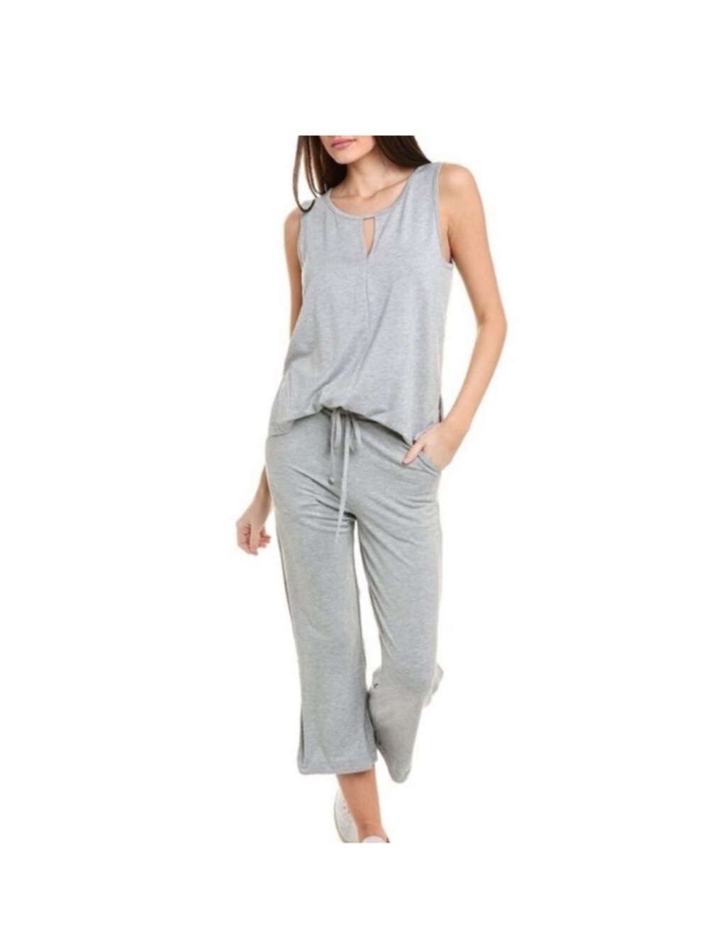 CAbi Size M Grey Sleeveless Knit Jumpsuit 6151